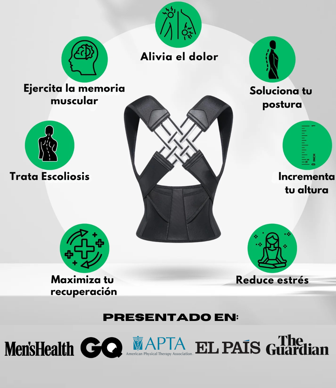 Alinea®X: Corrector de Postura Ultra Confort + Rodillo Masajeador Cuello (GRATIS)