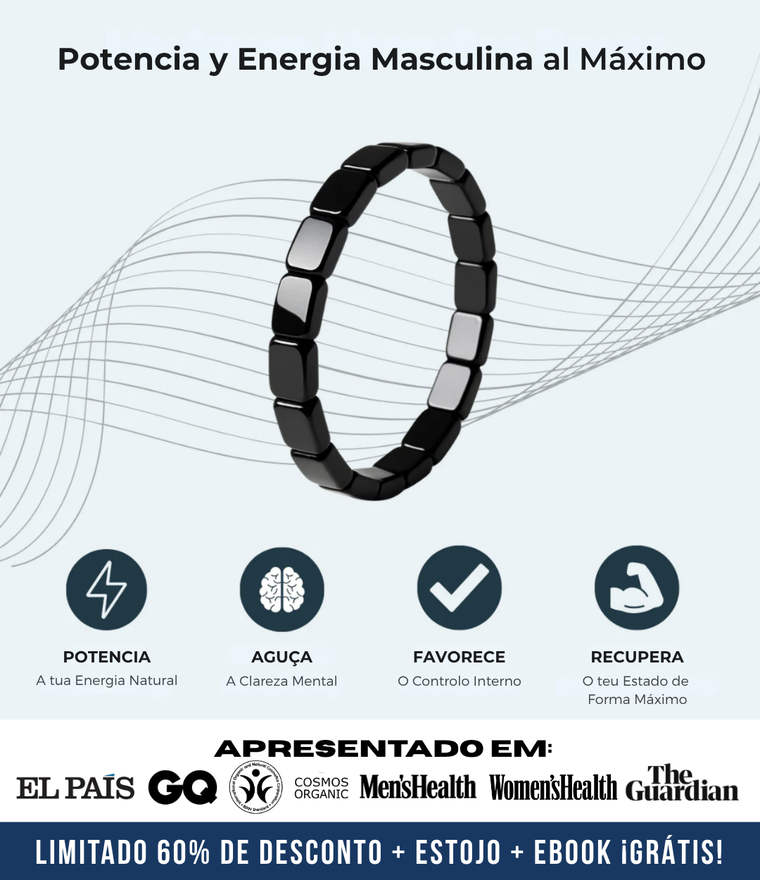 Pulseira de Hematite Hemax® — O Aliado do Desempenho Masculino