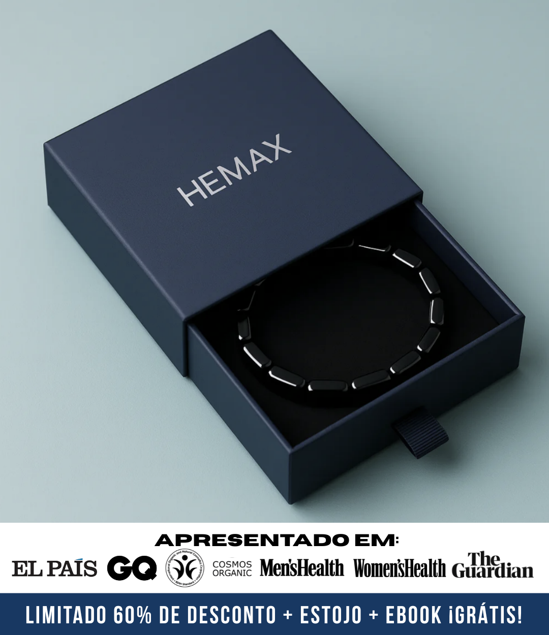 Pulseira de Hematite Hemax® — O Aliado do Desempenho Masculino