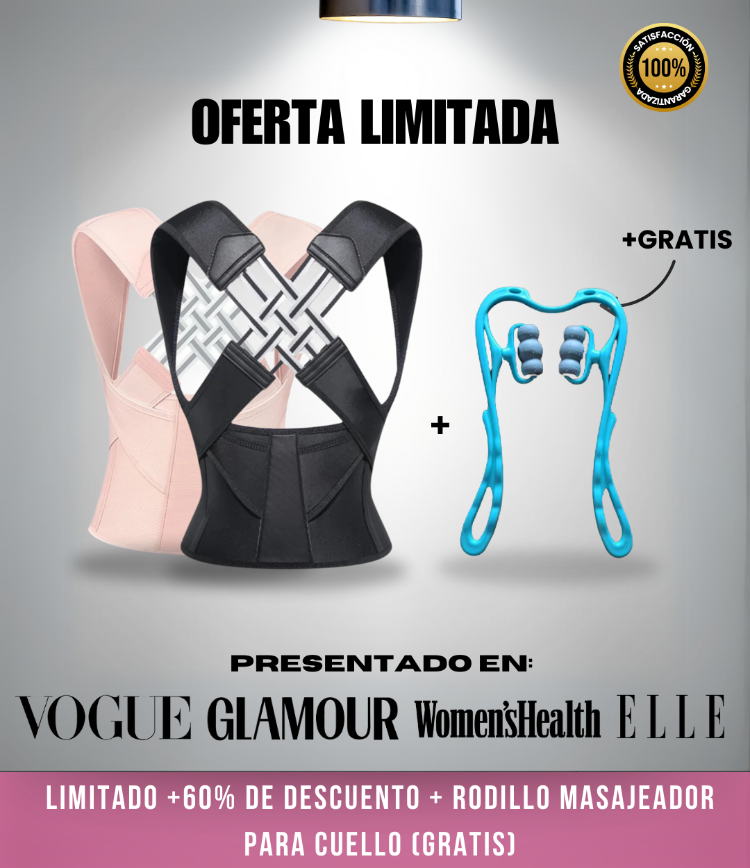 Alinea®X: Corrector de Postura Ultra Confort + Rodillo Masajeador Cuello (GRATIS)