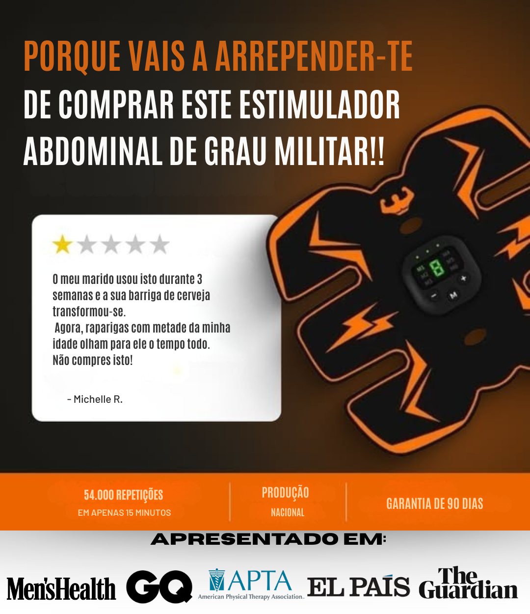 Estimulador Abdominal PowerAbs® + Creme Queima-Gordura Ultraburn GRÁTIS